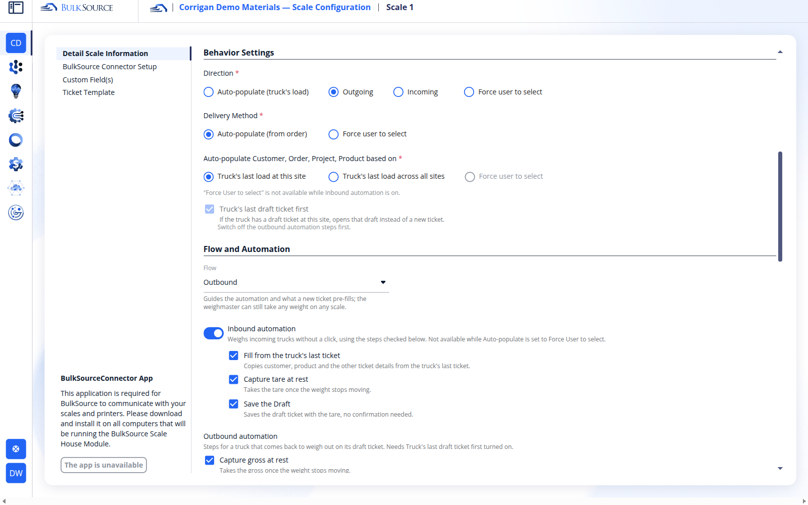 Behavior Settings