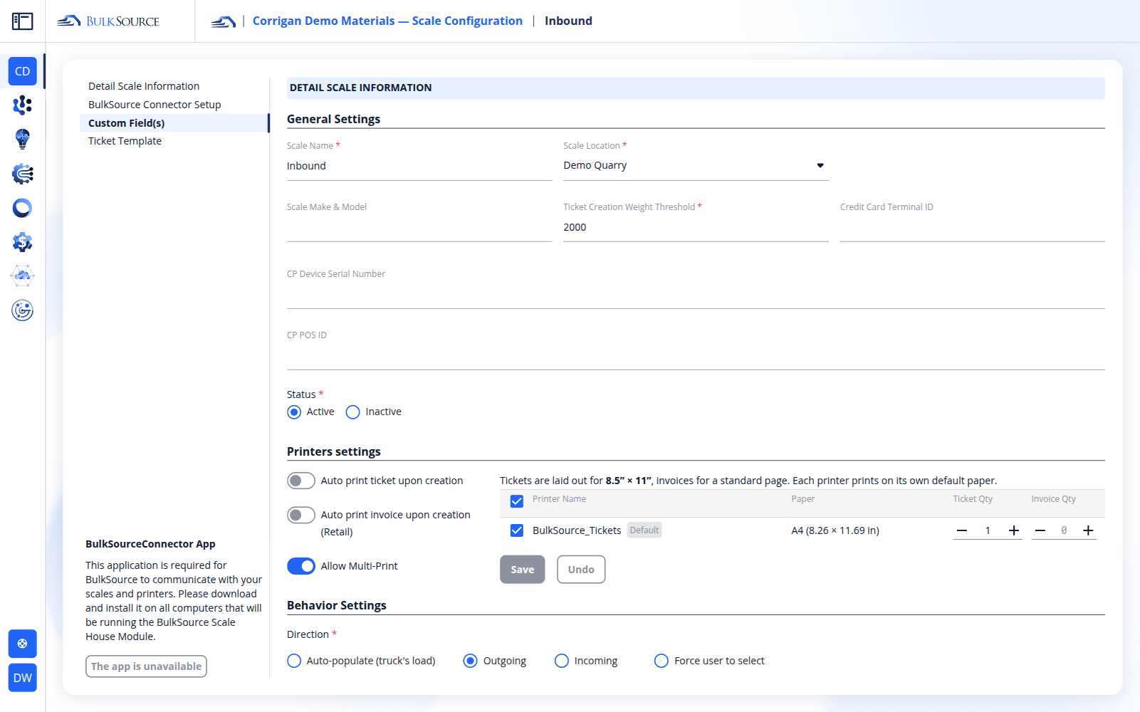 Printers settings